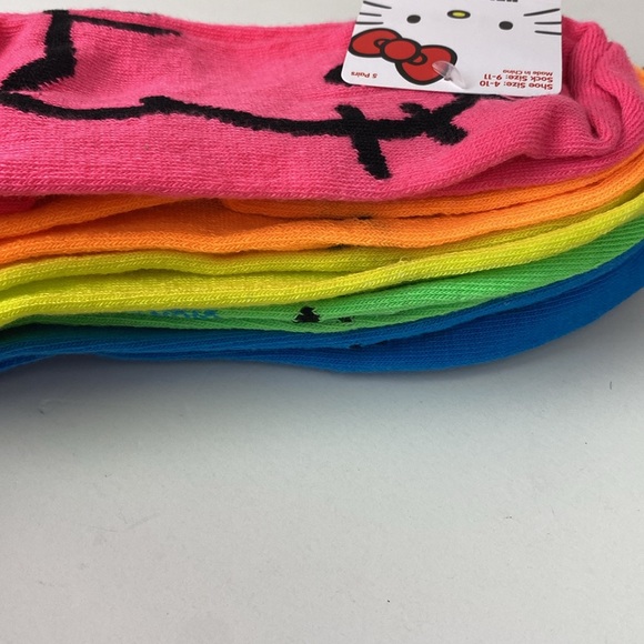 Hello Kitty no show socks set of 5 NEW Cute neon colors with Hello Kitty faces - Picture 13 of 14